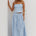VELORA RUCHED BUST STRAPLESS  TOP - BLUE STRIPE
