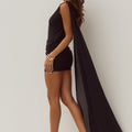 VESPRI ONE SHOULDER MINI DRESS - BLACK