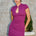 VIENO KEYHOLE  FITTED MINI DRESS - PLUM