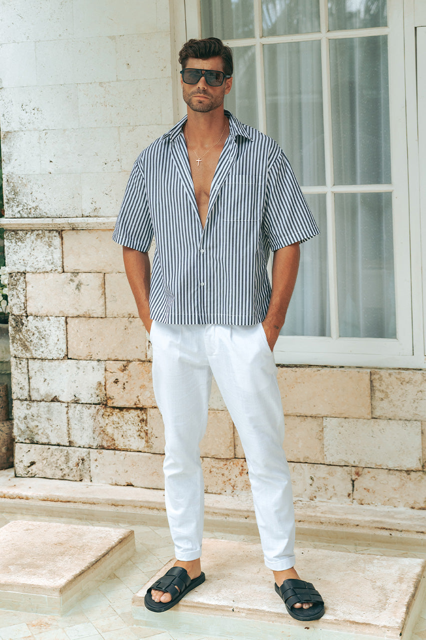 VINCENZO SHIRT - BLACK/WHITE STRIPE - VINCENZOSHIRTBLACKWHITE
