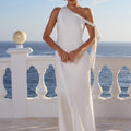 VIOLA ONE SHOULDER MAXI DRESS - PEARL