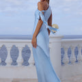 VIOLA ONE SHOULDER MAXI DRESS - SKY BLUE