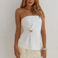 VIVIANA STRAPLESS FLARE TOP - WHITE