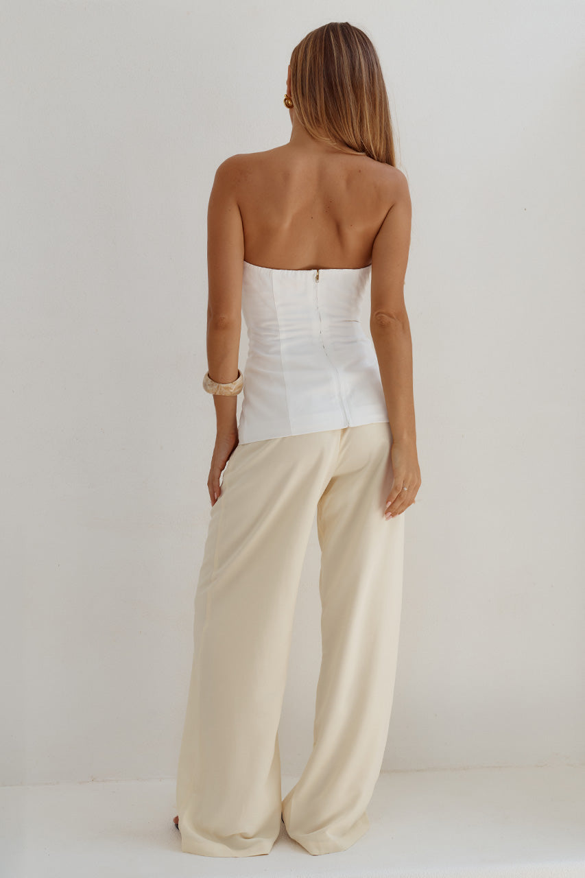 VIVIANA STRAPLESS FLARE TOP - WHITE