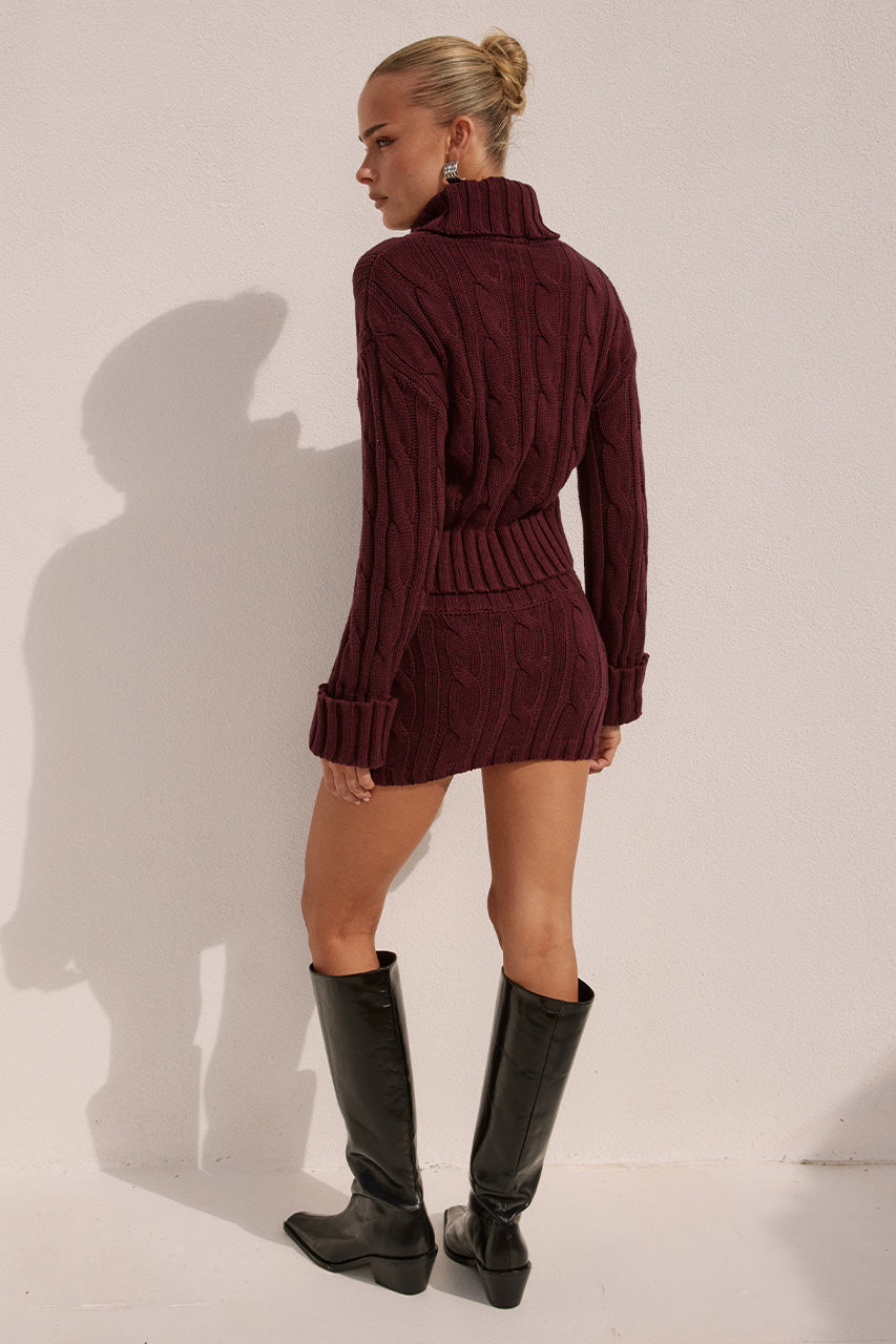 VIVIENNE SLEEVED KNIT TOP - WINE
