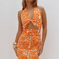 VLADIA HALTER CUT OUT MINI DRESS - AZARIAH ORANGE