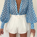 FLEETWOOD BLOUSE - BLUE GEO