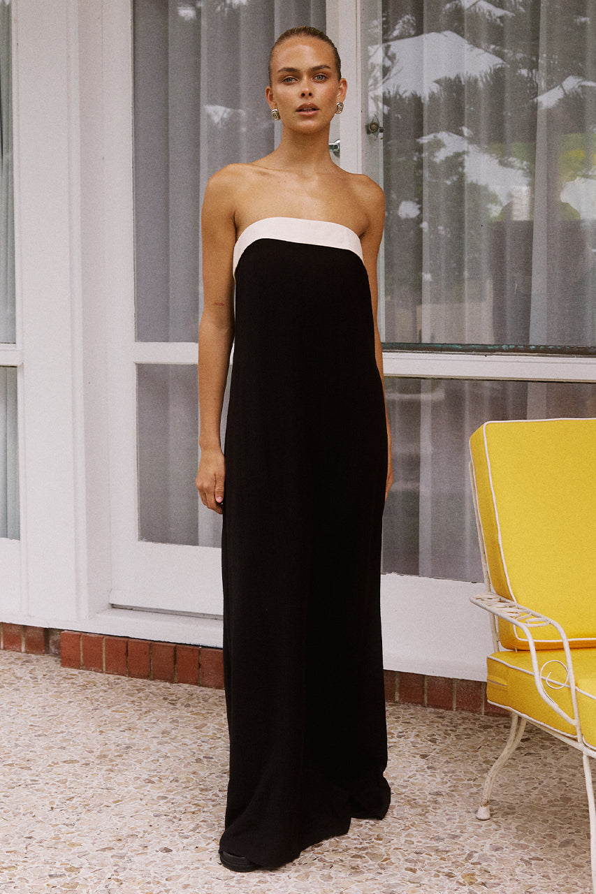 LYDIA MAXI DRESS - BLACK/SAND