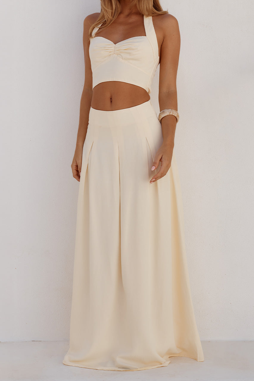 ADA PLEATED A-LINE SKIRT - BUTTER - WILLOWSWEETHEARTHALTERTOPXADAPLEATEDA-LINESKIRT-BUTTER-05