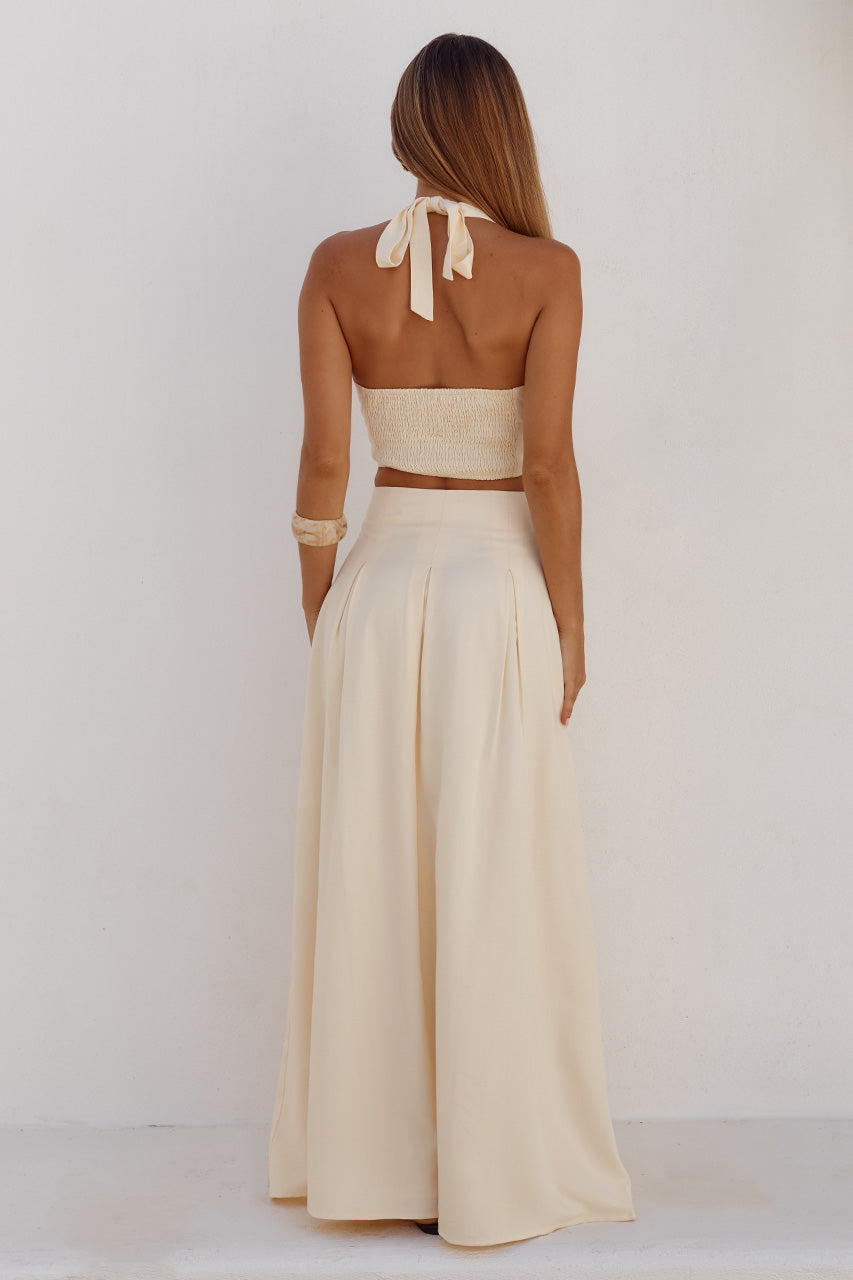 ADA PLEATED A-LINE SKIRT - BUTTER