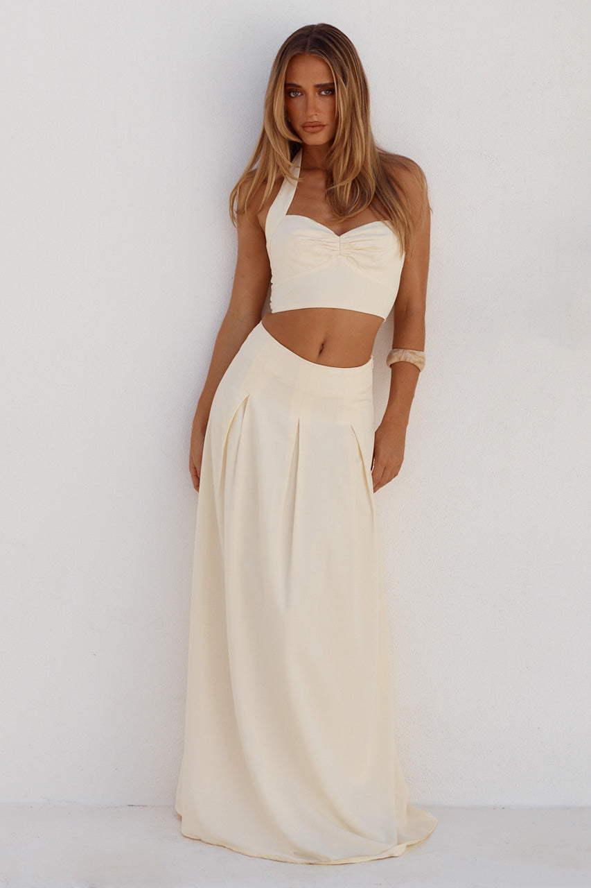 ADA PLEATED A-LINE SKIRT - BUTTER - WILLOWSWEETHEARTHALTERTOPXADAPLEATEDA-LINESKIRT-BUTTER-10