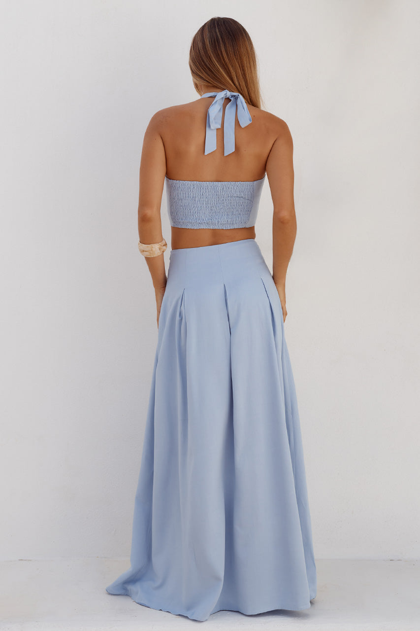 ADA PLEATED A-LINE SKIRT - POWDER BLUE