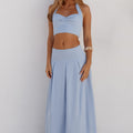 ADA PLEATED A-LINE SKIRT - POWDER BLUE