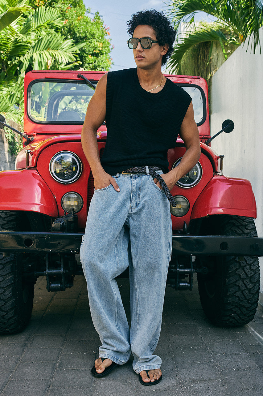XANTI KNIT TANK - BLACK - XANTIKNITTANK-BLACKXNICOLOWIDELEGJEANS-BLUEMIDWASH