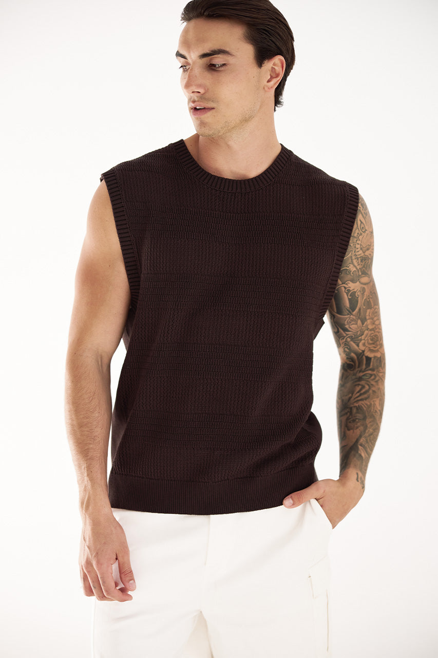 XANTI KNIT TANK - CHOCOLATE - XANTIKNITTANK-CHOC-1
