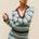 XYLA COLLARED LONG SLEEVE KNIT TOP - XYLA CHOCOLATE STRIPE