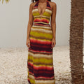 XYLIA HALTER LOW PLUNGE MAXI DRESS - ANABELL RED