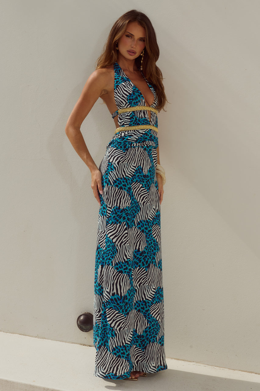 XYLIA HALTER LOW PLUNGE MAXI DRESS - DANTE TEAL - XYLAHALTERLOWPLUNGEMAXIDRESS-DANTETEAL-4