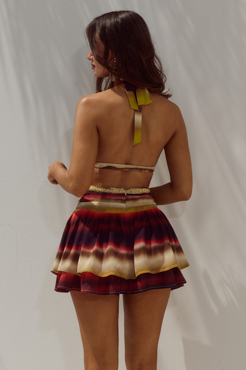 XYLIA HALTER LOW PLUNGE MINI DRESS - ANABELL RED