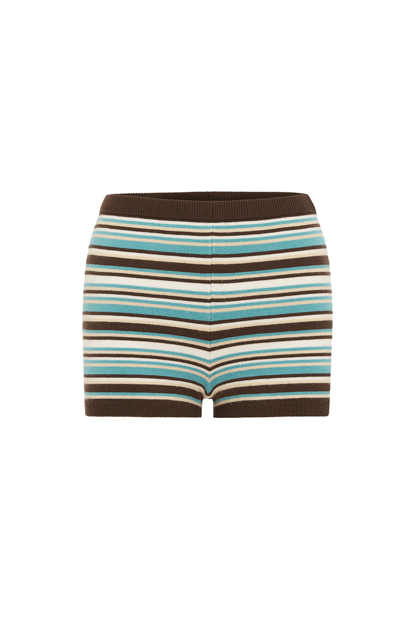 XYLA LOW WAIST KNIT HOT SHORTS - XYLA CHOCOLATE STRIPE - XYLALOWWAISTKNITHOTSHORTS-XYLACHOCOLATESTRIPE