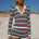 XYLA COLLARED LONG SLEEVE KNIT TOP - XYLA STRIPE