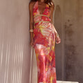 XYLIA HALTER LOW PLUNGE MAXI DRESS - KIARA PEACH