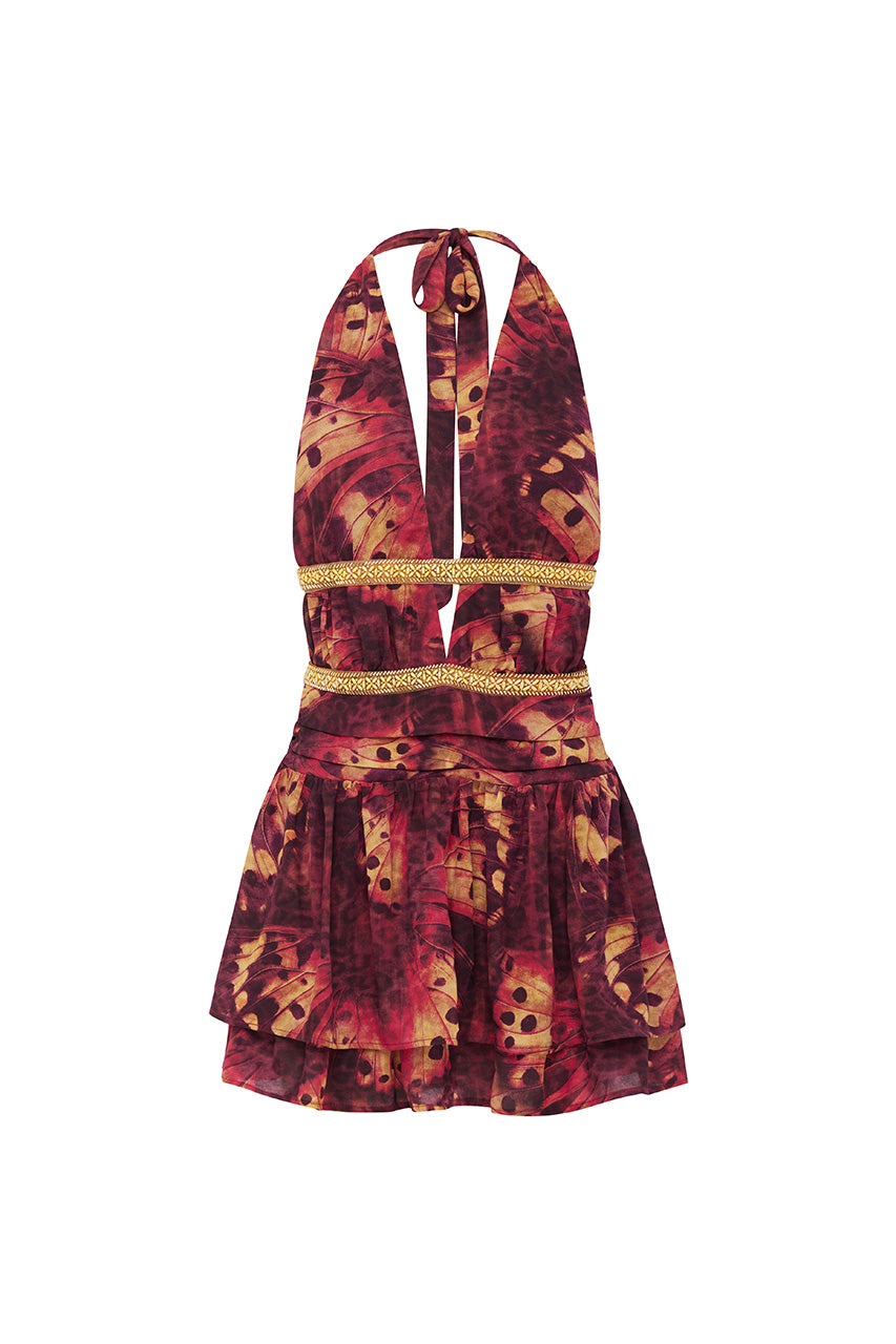XYLIA HALTER LOW PLUNGE MINI DRESS - ELIANA RED - XYLIAHALTERLOWPLUNGEMINIDRESS-ELIANARED