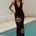 YASMINA PLUNGE COWL KNIT MAXI DRESS - BLACK