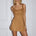 ZAELA SQUARE NECK FITTED MINI DRESS - TAN