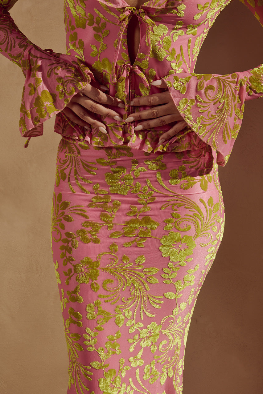 ZAIDA MAXI SKIRT - PINK - ZAIDATOPXSKIRT