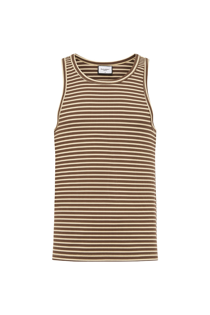ZAIN RIBBED SINGLET - CHOC STRIPE - ZAINRIBBEDSINGELT-CHOCSTRIPE-4