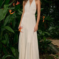 ZANTHE HALTER NECK GODET MAXI DRESS - CREAM