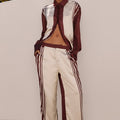 ZARA TAILORED PANT - WINE STRIPE