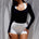 ZELDA LOW V-NECK LONG SLEEVE TOP - BLACK