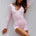 ZELDA LOW V-NECK LONG SLEEVE TOP - BALLET PINK
