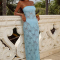 ZELINA STRAPLESS LACE MAXI DRESS - AQUA