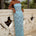 ZELINA STRAPLESS LACE MAXI DRESS - AQUA