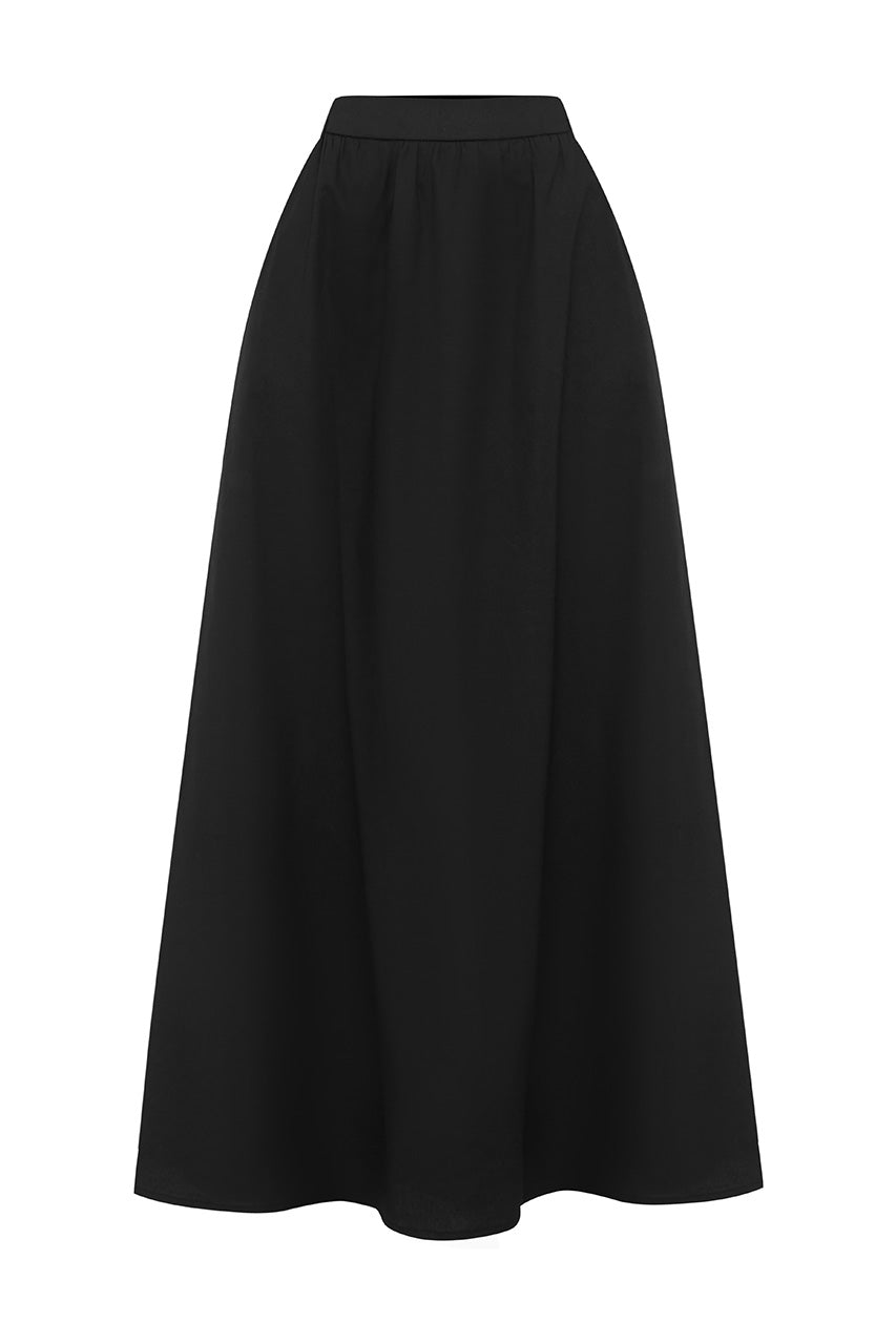 ZIMA FLOWY A-LINE MIDI SKIRT - BLACK - ZIMAFLOWYA-LINEMIDISKIRTBLACK