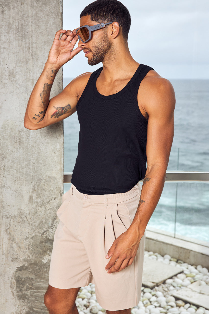 ZORO RIBBED SINGLET - BLACK - ZORORIBBEDSINGLETBLACK