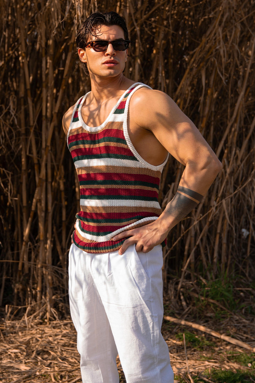 BENSON KNIT TOP - WHITE/GREEN MULTI - antonio.medugno---Benson-Knit-Singlet