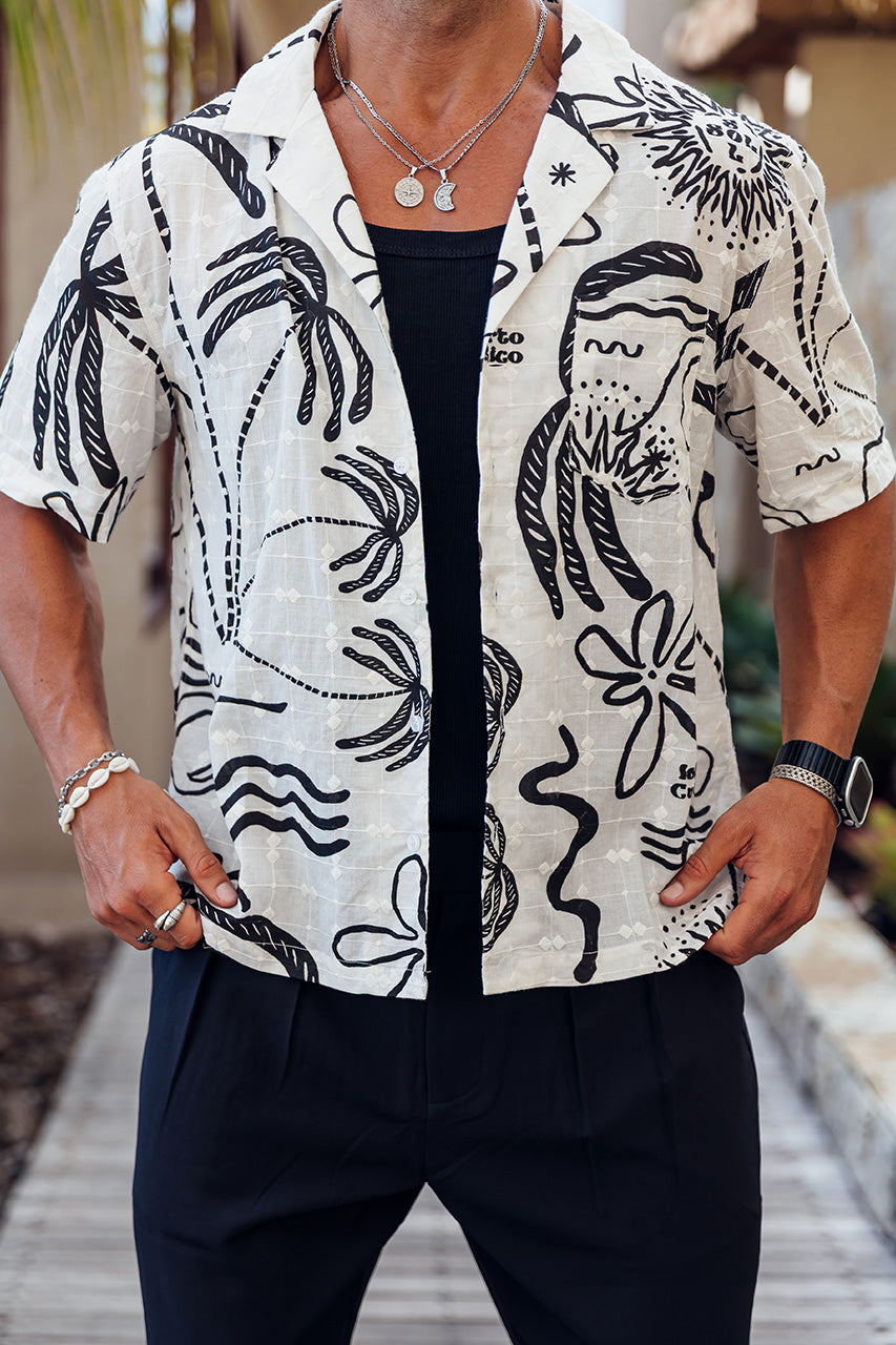 EMILE SHORT SLEEVE SHIRT - CREAM/BLACK - antonio.pozo-Emileshirtxmartinpant