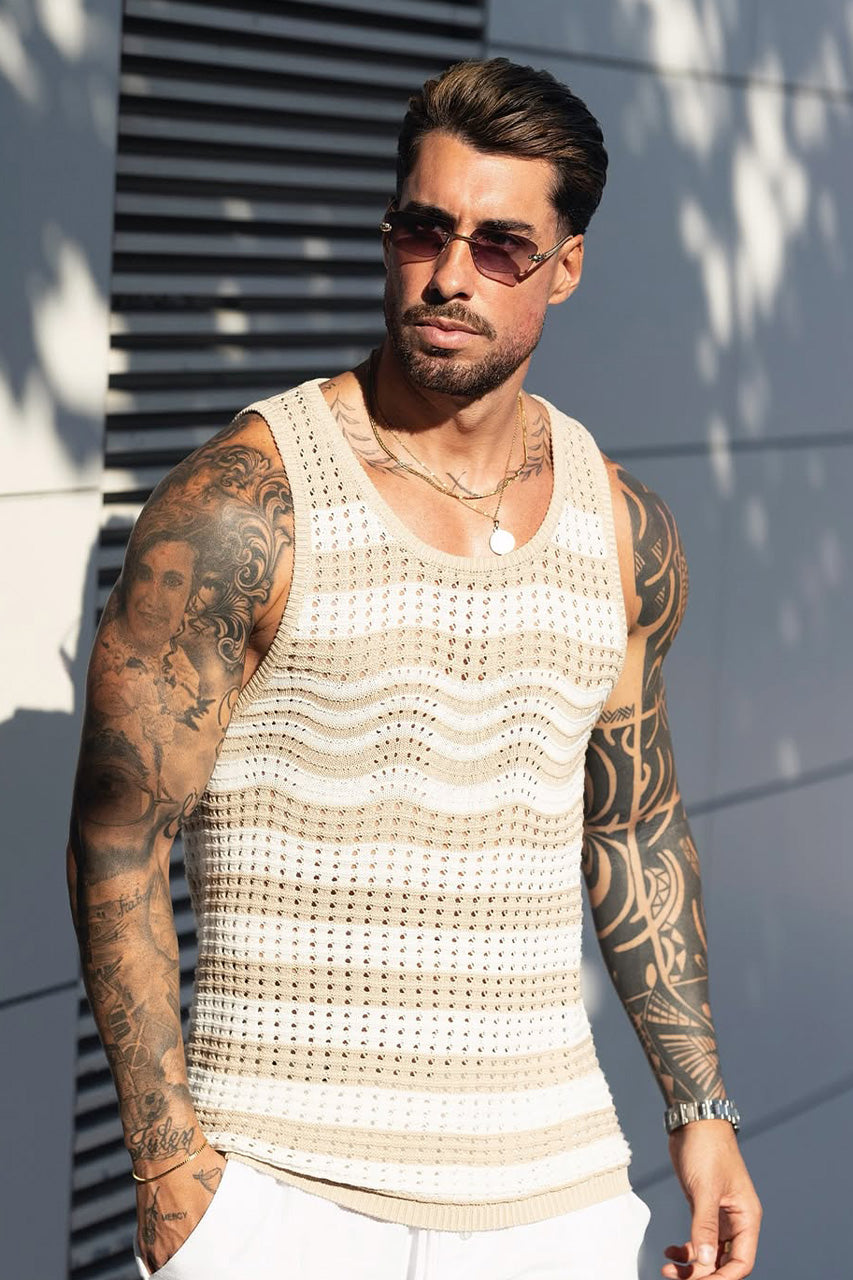 HAYES TANK - SAND/WHITE STRIPE - cristiangiless-HayesTank