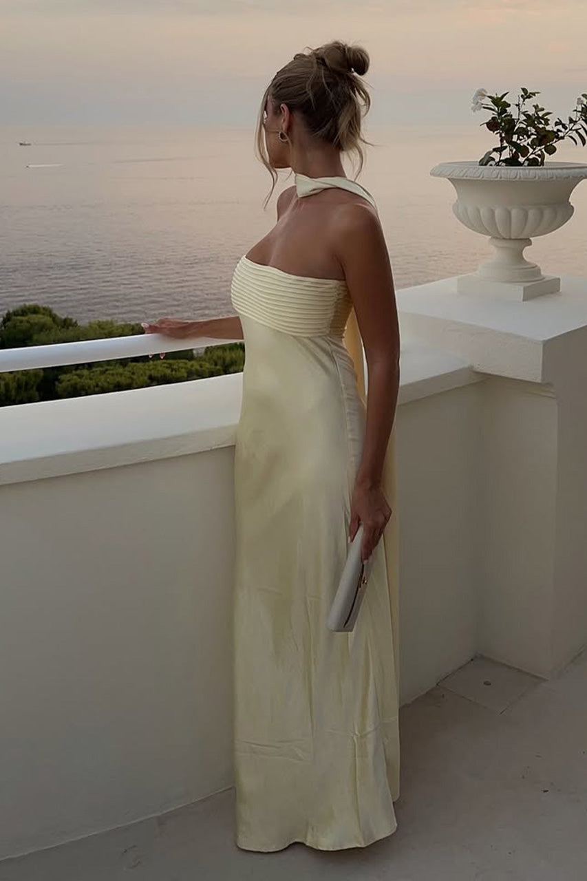 ELSA STRAPLESS SCARF MAXI DRESS - LEMON - franziskanazarenus-ElsaMaxiDressLemon