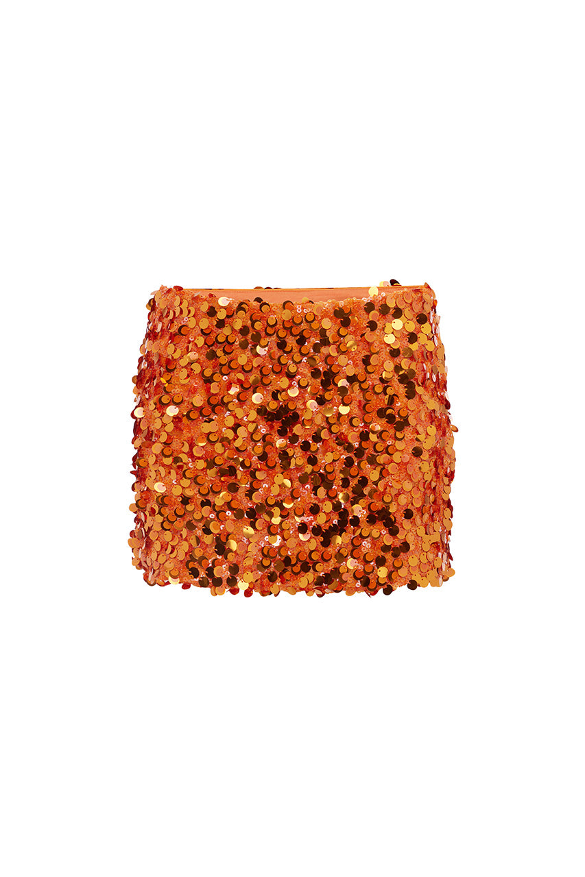 IDALIA SEQUIN MINI SKIRT - ORANGE - idaliaminiskirtorange