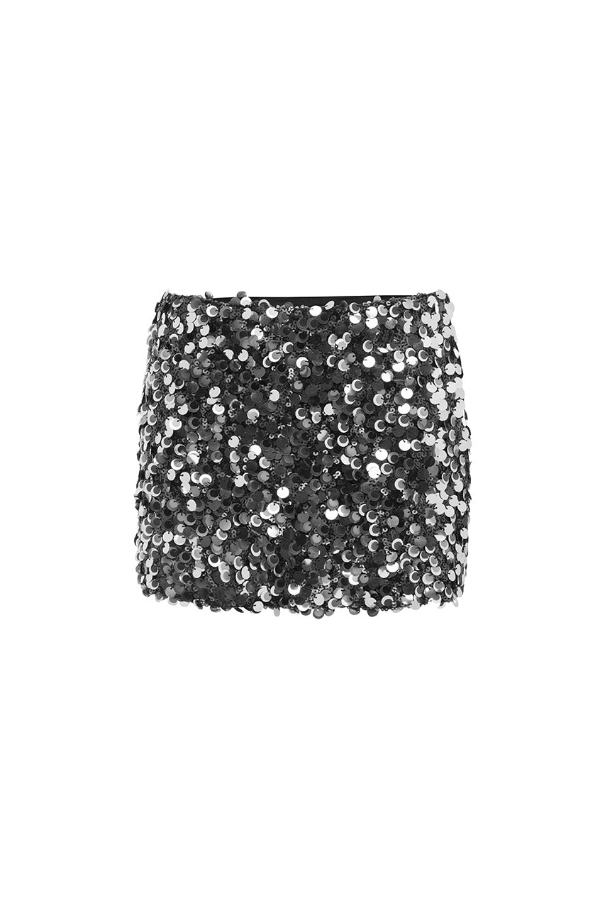 IDALIA SEQUIN MINI SKIRT - SILVER - idaliaminiskirtsilver