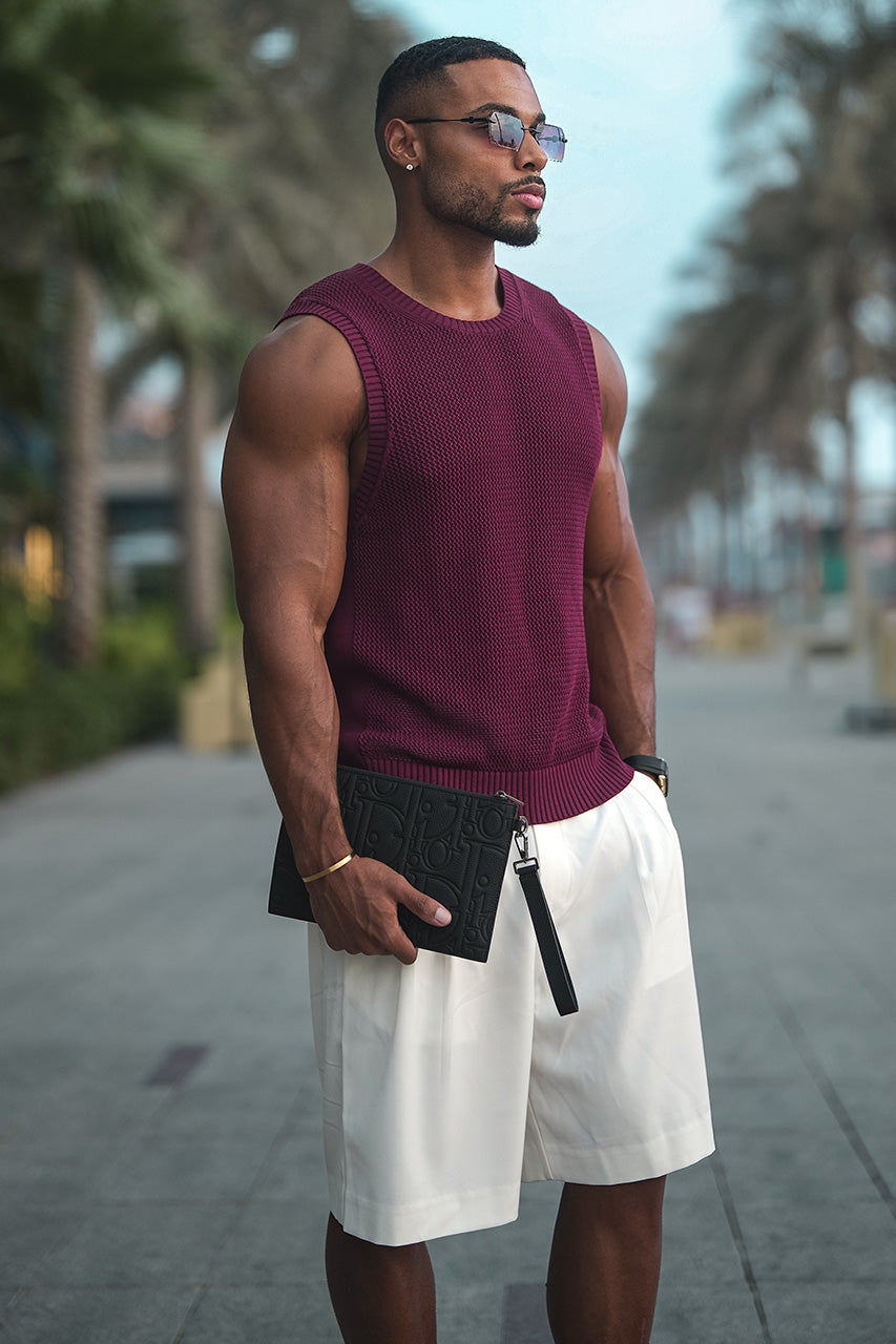 REECE KNIT TANK - WINE - joshmair96-Reecetankxdamonshort