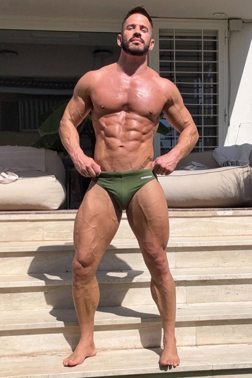 EMILIO PRINTED RACER SWIM BRIEF - KHAKI/RNWY PRINT - just.jono_-_EMILIO_RACER_BRIEF_KHAKI