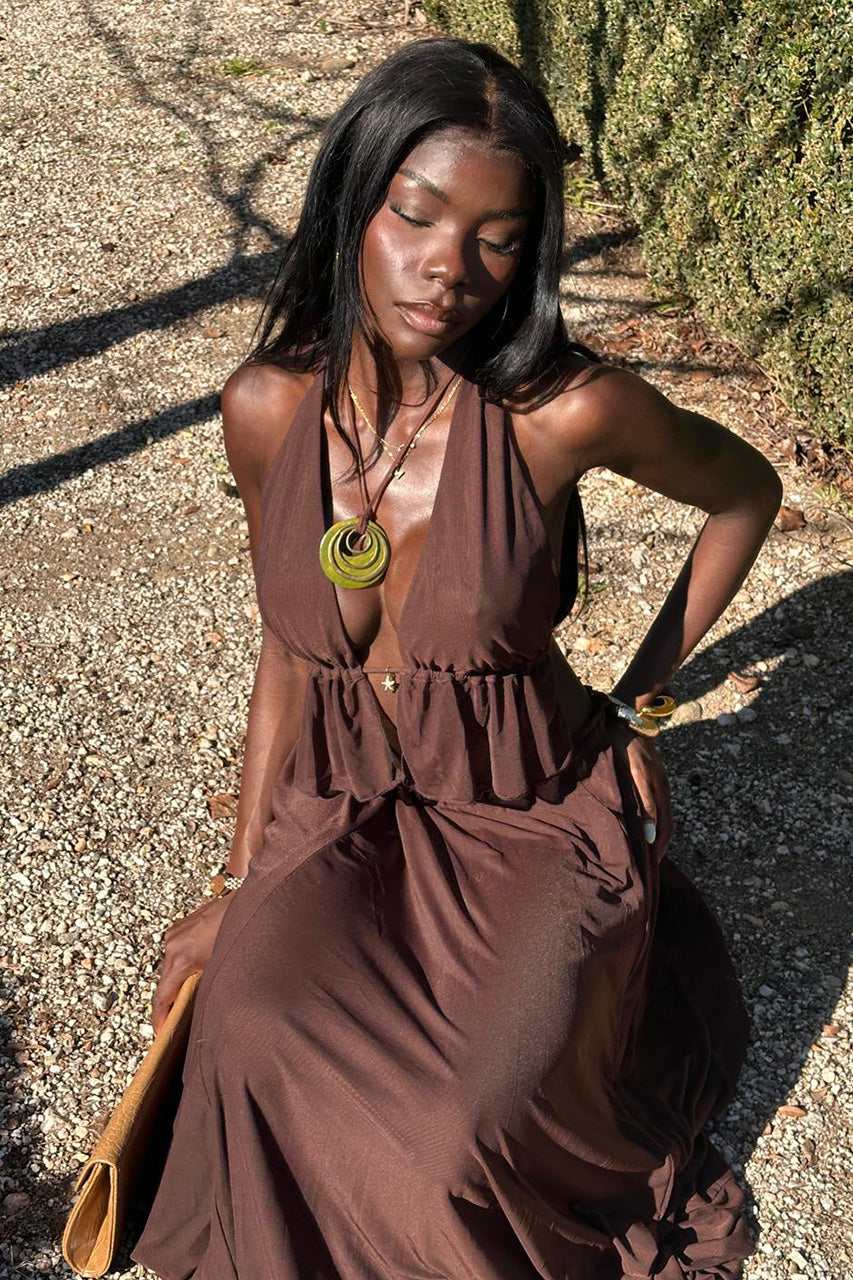 ELIO OPEN BACK HALTER TOP - BITTER CHOCOLATE - kristineachayo-ELIOOPENBACKHALTERTOPxELIOPLEATEDMAXISKIRT-BITTERCHOCOLATE