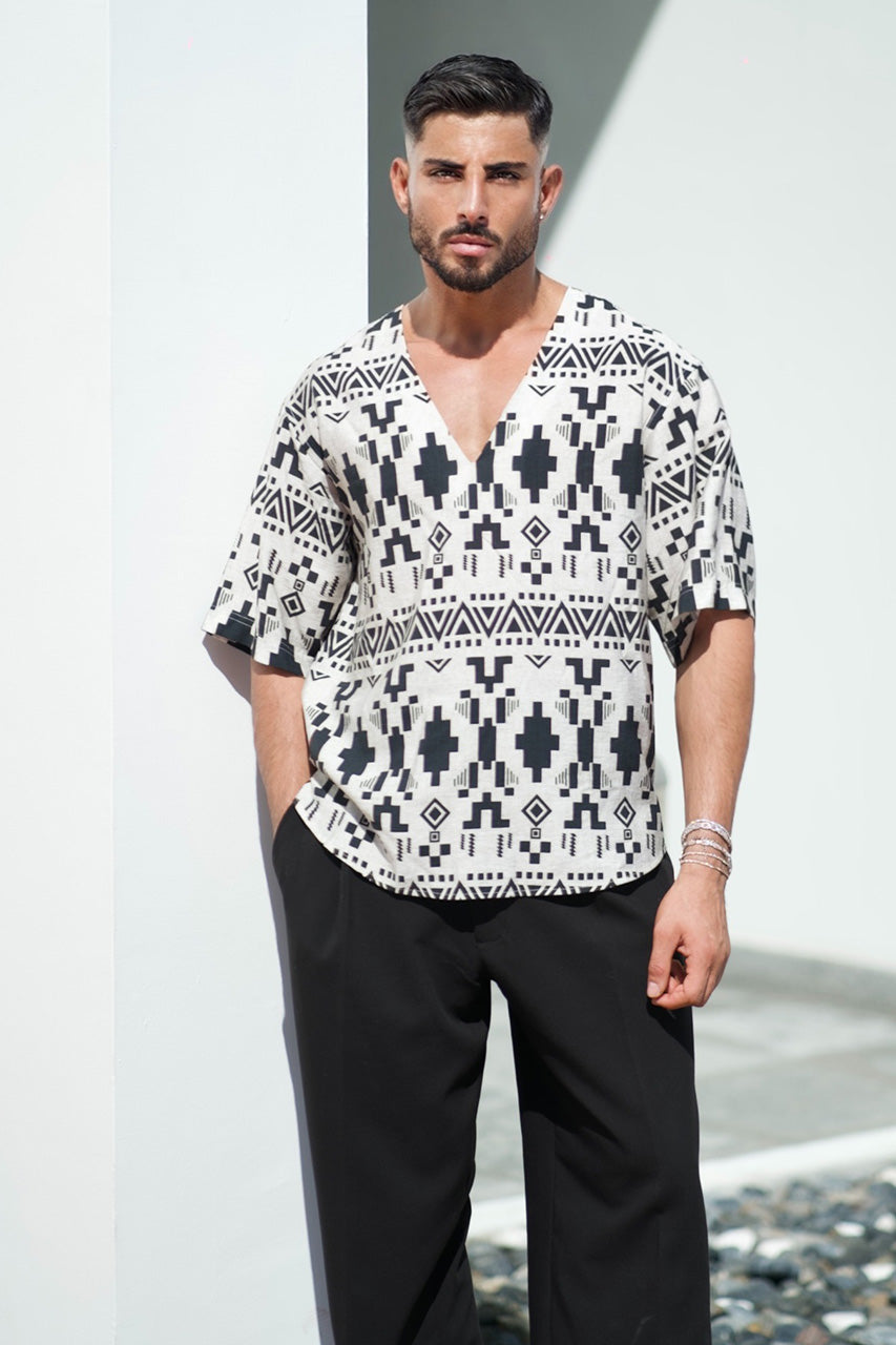 AZAR TOP - SAND/BLACK - mohammadchamma-AzarShirt