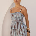 CLINTON TIE SIDE SHIRRED CAMI TOP - CLINTON BLUE